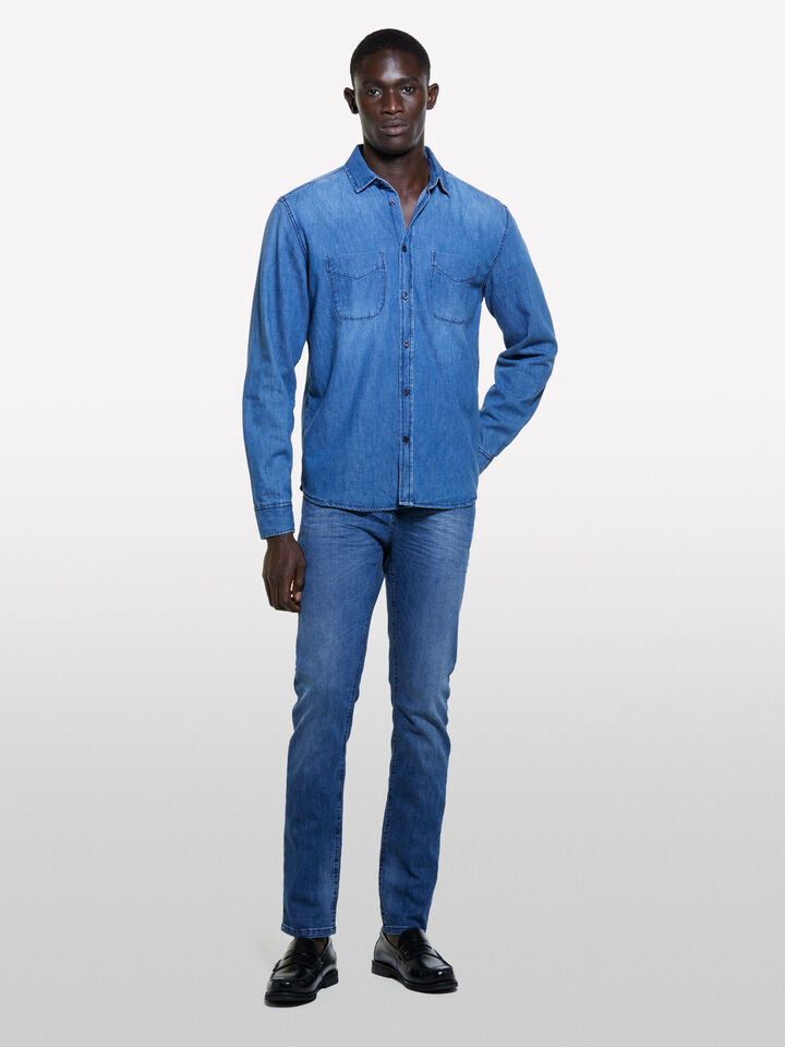 Camicia di jeans blu regular fit - camicie regular da uomo - Blu | Sisley image number 1